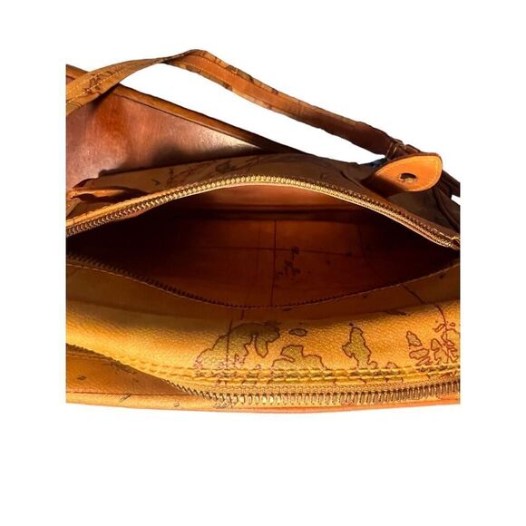 Alviero Martini 1classe brown global world map geographical satchel crossbody - Picture 5 of 7